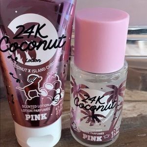 pink scented lotion and mist